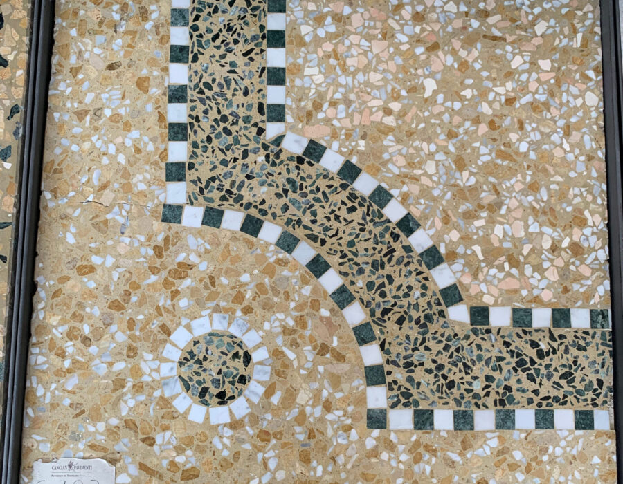 Bespoke terrazzo tile, corner ornament