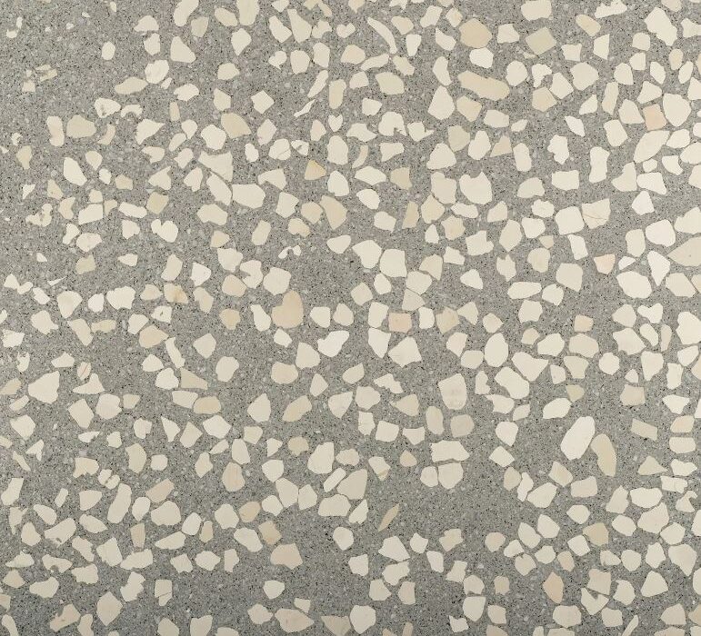 classic Venetian terrazzo with chips dispersed across the surface randomly.